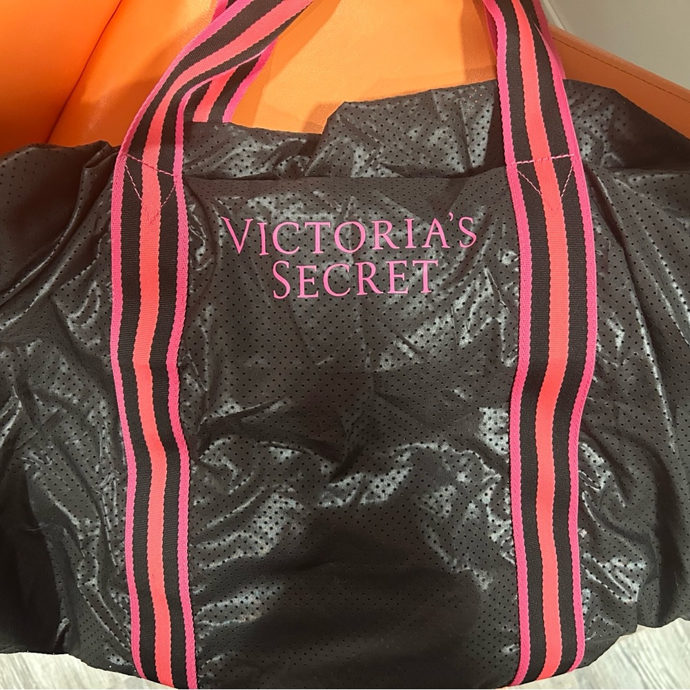 Victoria's Secret Black and Pink Tote Bag